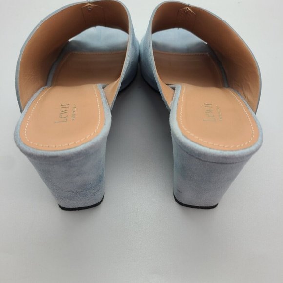 $195 Lewit Heels Sandals Blue Suede Made In Italy EU sz 36,5 US sz 6 - Picture 4 of 9